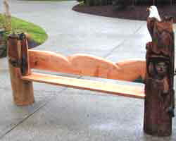Waterfall, eagle, bear bench