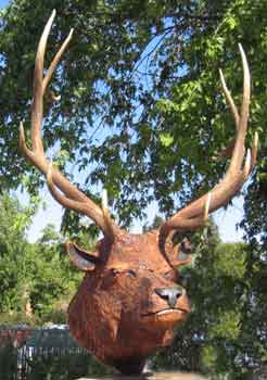 Elk Head Mount chainsaw carving