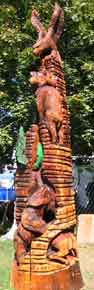 15' Carving of Mountain Animals